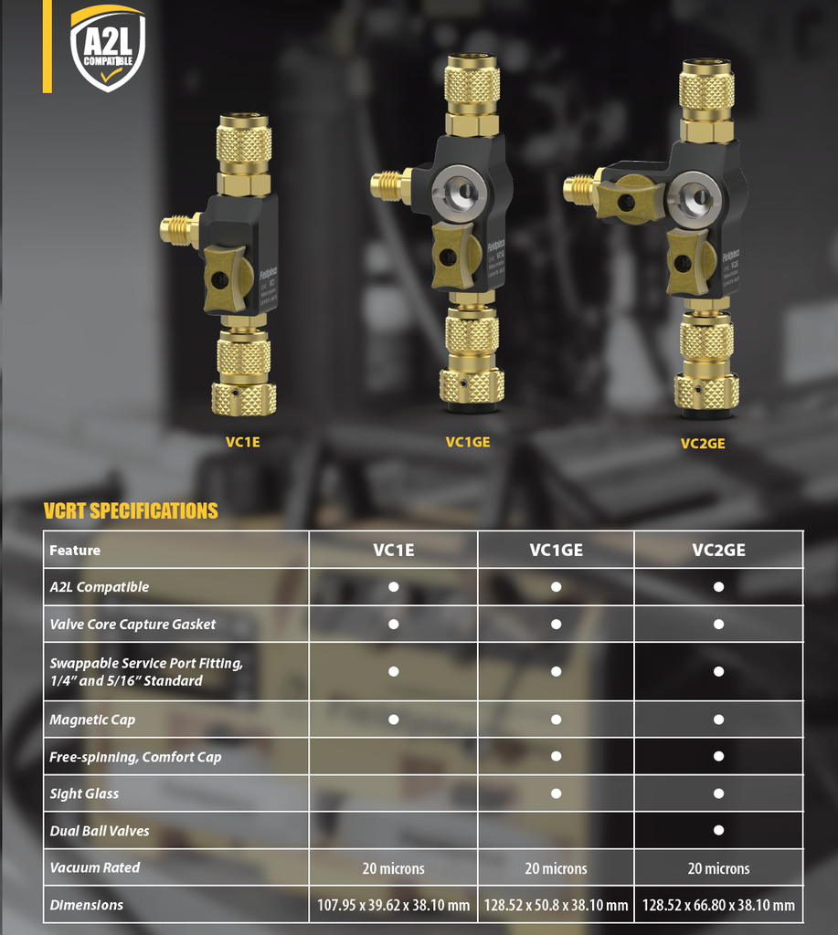 Neulaventtiilin vaihtotyökalu Fieldpiece VC1E (1/4" & 5/16")