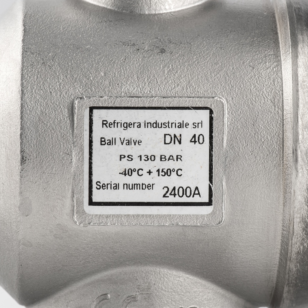 BV21YD40X0100 ball valve 2-way for R744 Y-type DN40 with OD stainless steel connections, A2