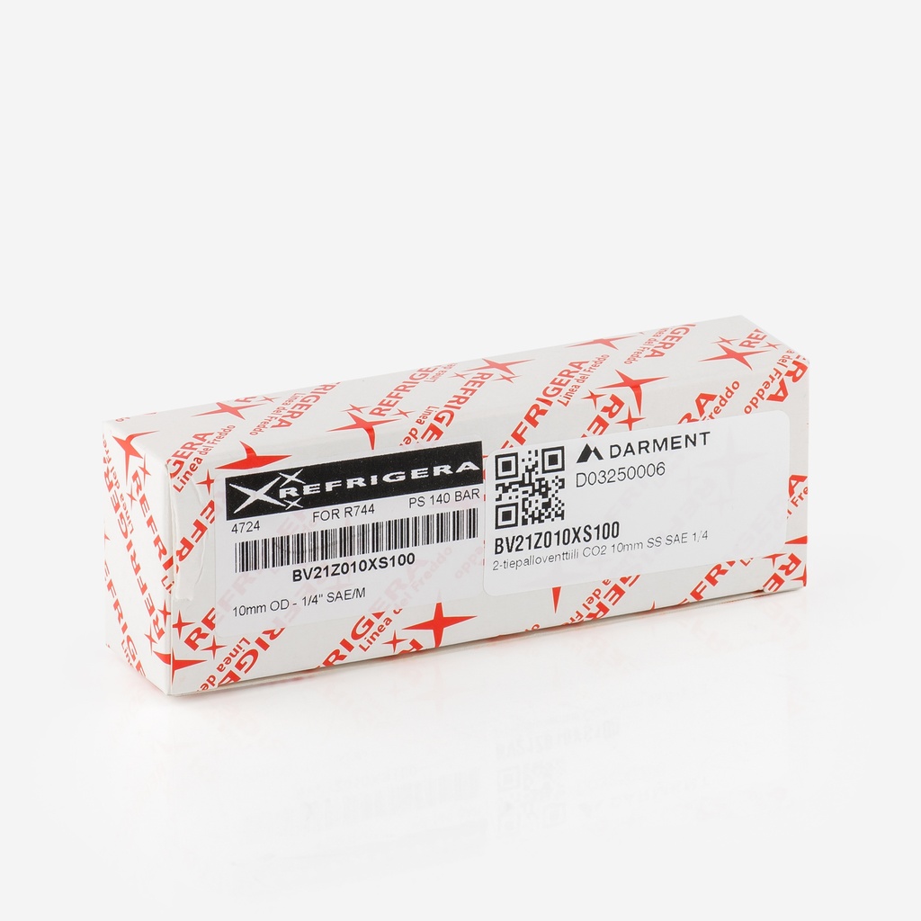 BV21Z010XS100 ball valve 2-way for R744 Z-type 10mm with OD stainless steel, SAE 1/4 in connections