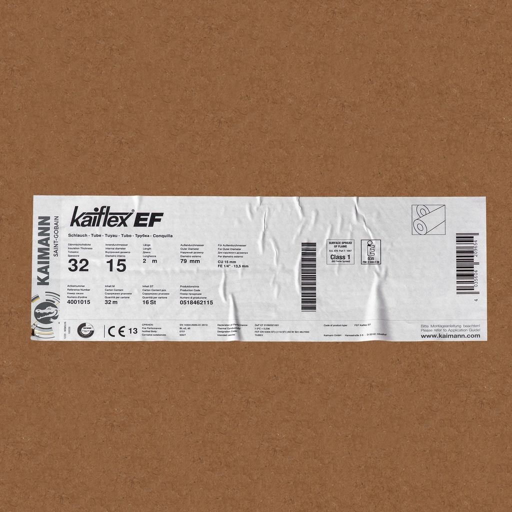 Insulation tube 32mm x 15mm (2m) (box: 32m/16kpl)