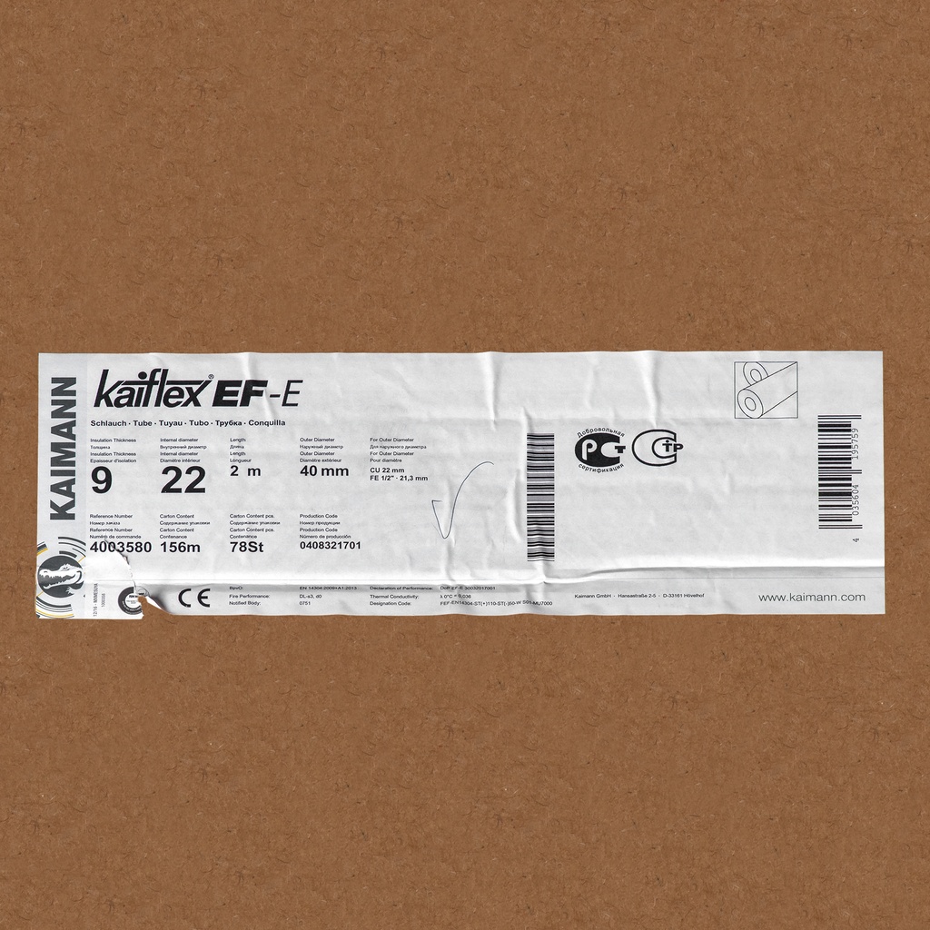 Insulation tube 9mm x 22mm (2m)  (box: 156m/78kpl)