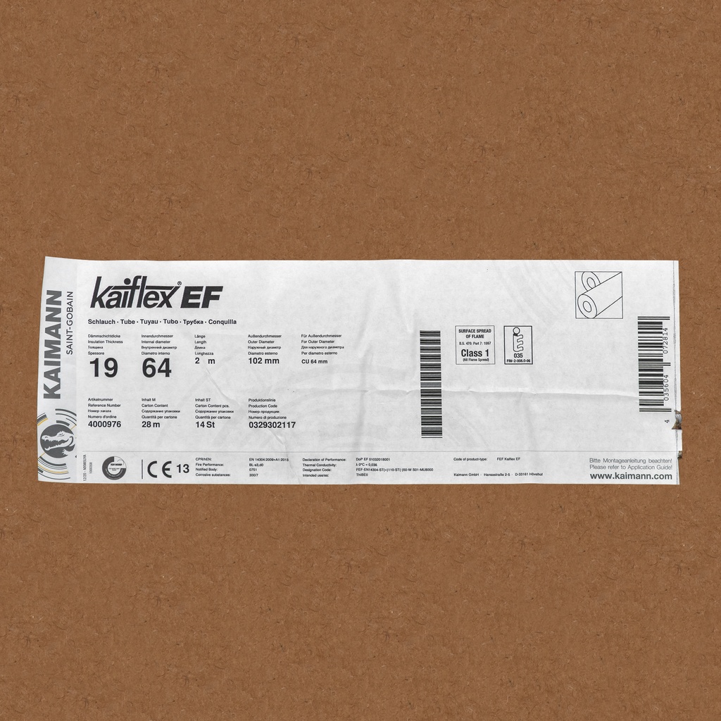 Insulation tube 19mm x 64mm (2m) 19X64mm (28)