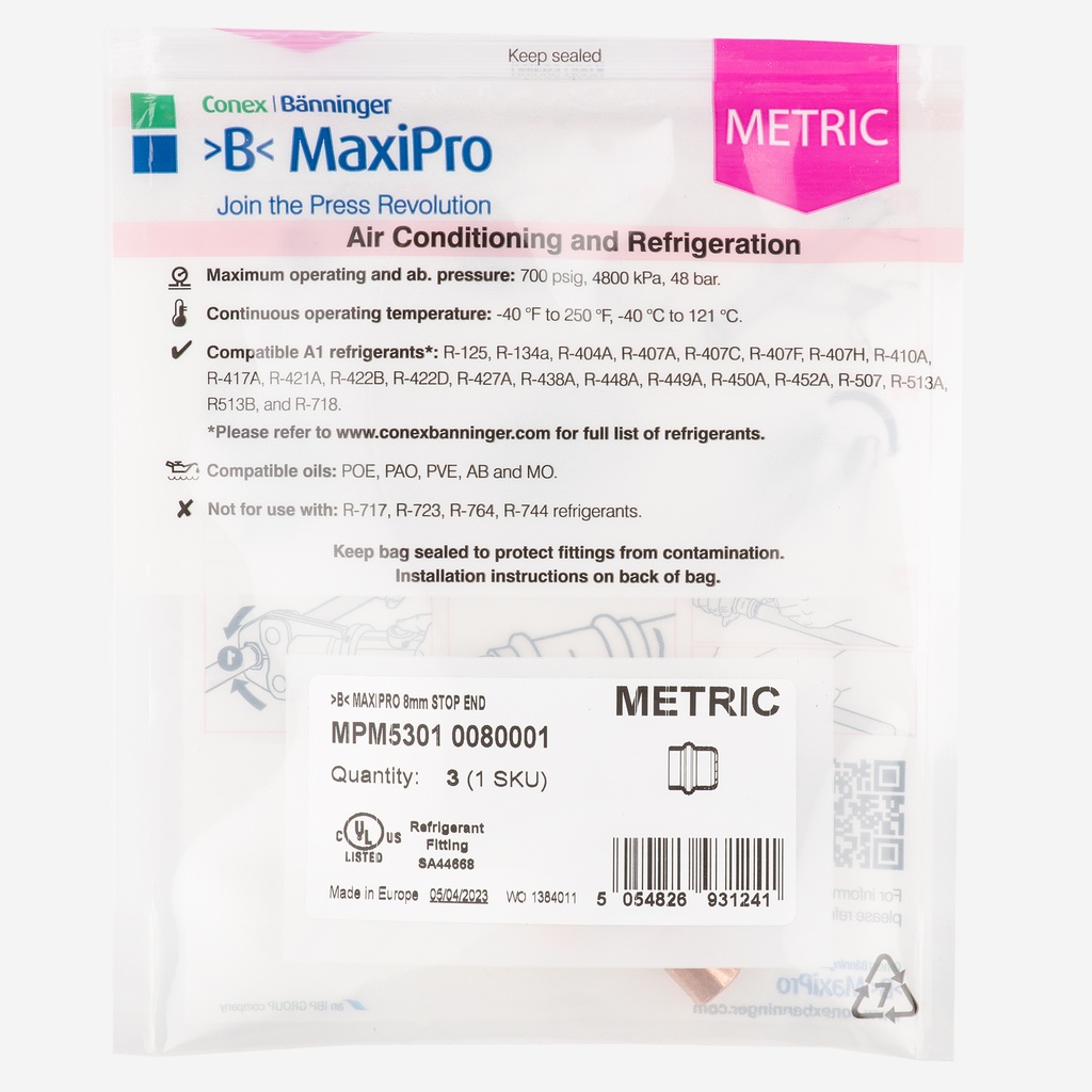 MaxiPro, End Cap, 8 mm, 3pcs/bag | MPM5301 0080001