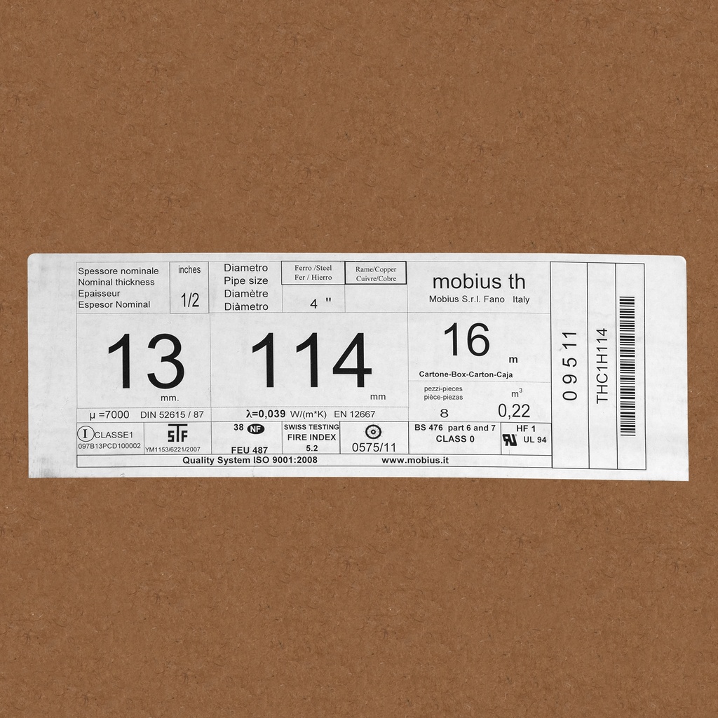 Insulation tube 13mm x 114mm (2m (box: 16m/8pcs)