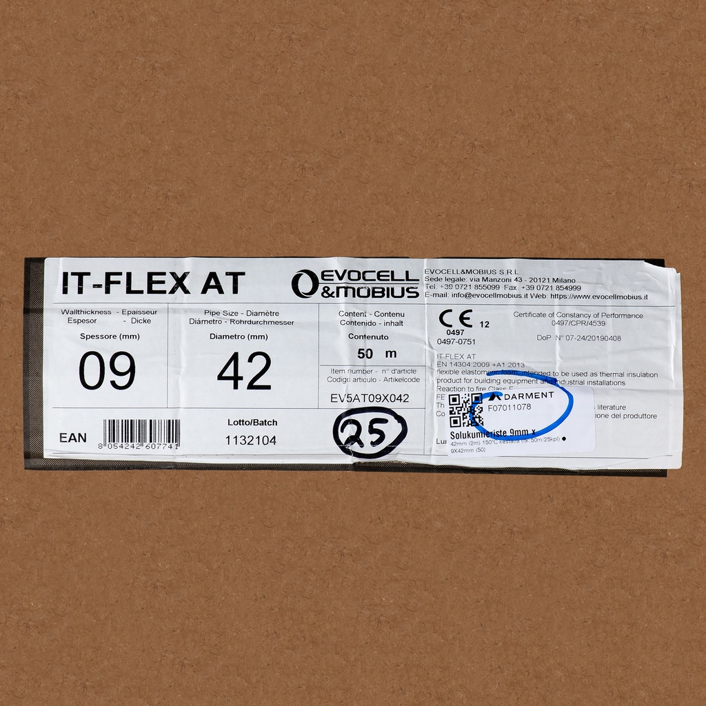 Insulation tube 9mm x 42mm (2m)  150°C heat resistant