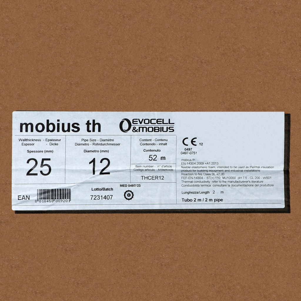 Insulation tube 25mm x 12mm (2m) (box: 522m/26kpl)