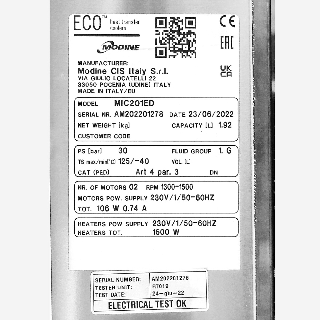 Evaporator Modine MIC201ED 1,66kW with electric defrost