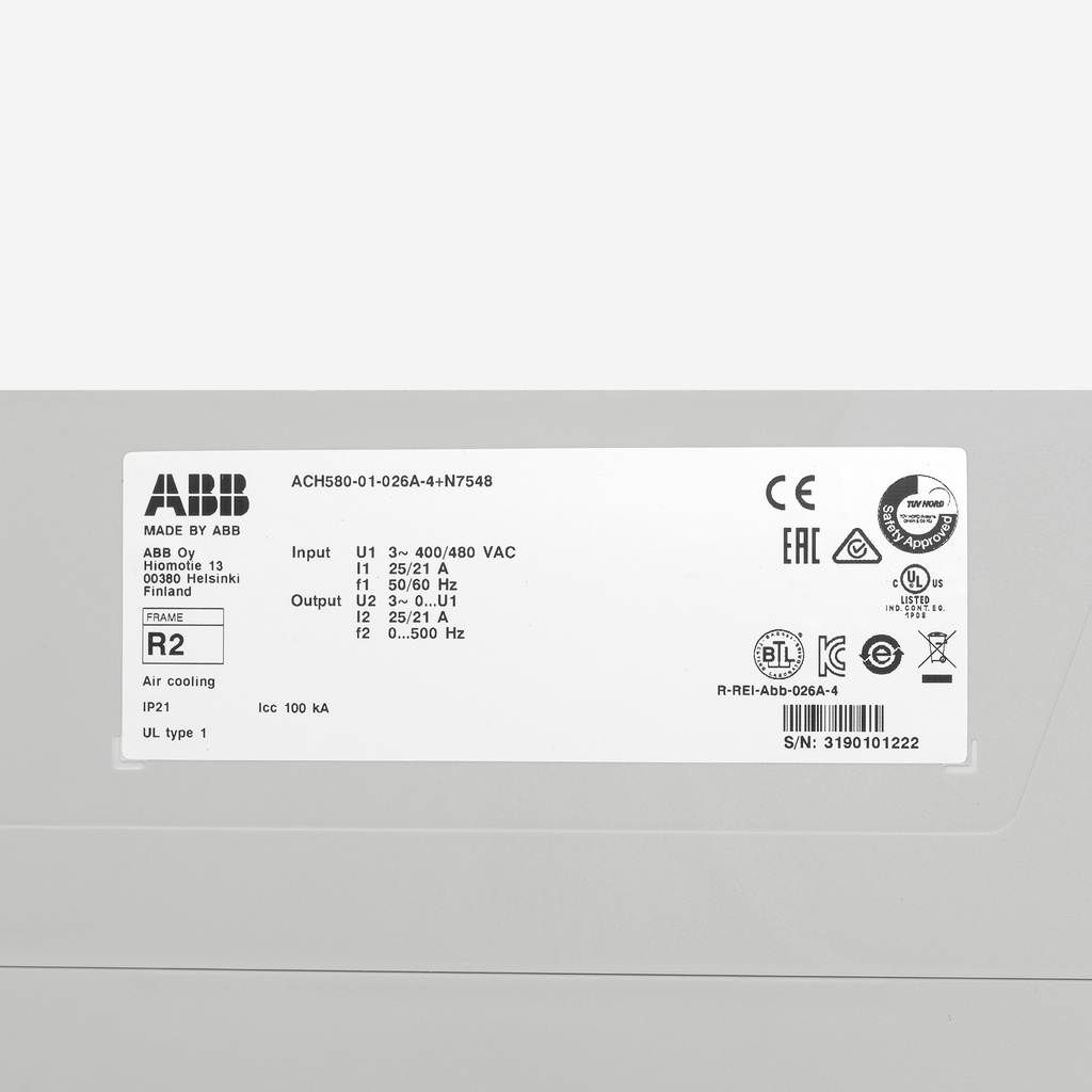 ABB inverter+panel ACH580-01-025A-4