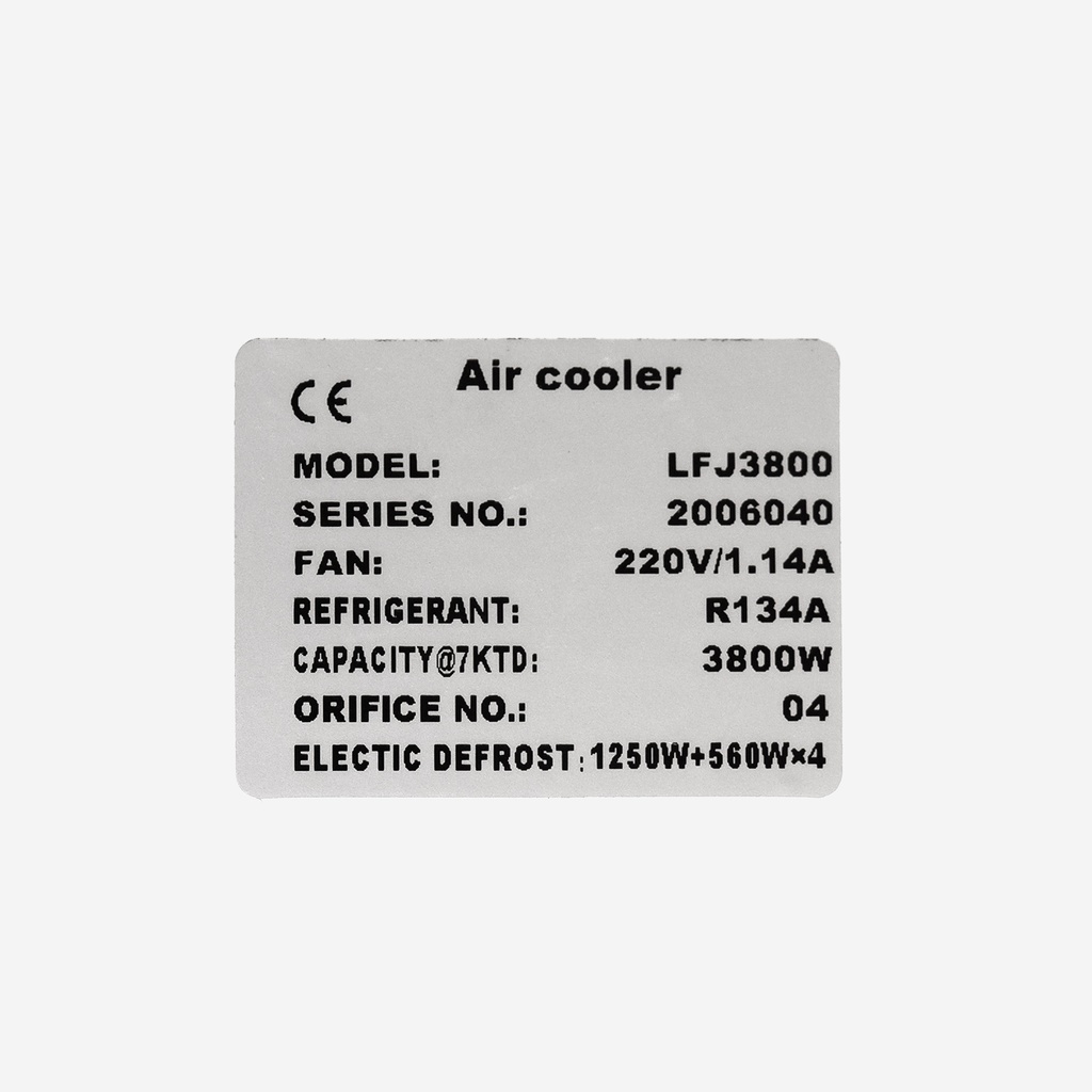 Evaporator Coolent LFJ3800 3,70kW -8°C/dt8 R134a F/F/F 6mm electric defrost
