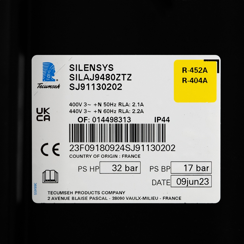 Condensing unit Silensys SILAJ9480ZTZ R404A 1401W -10/+32°C HBP 400V