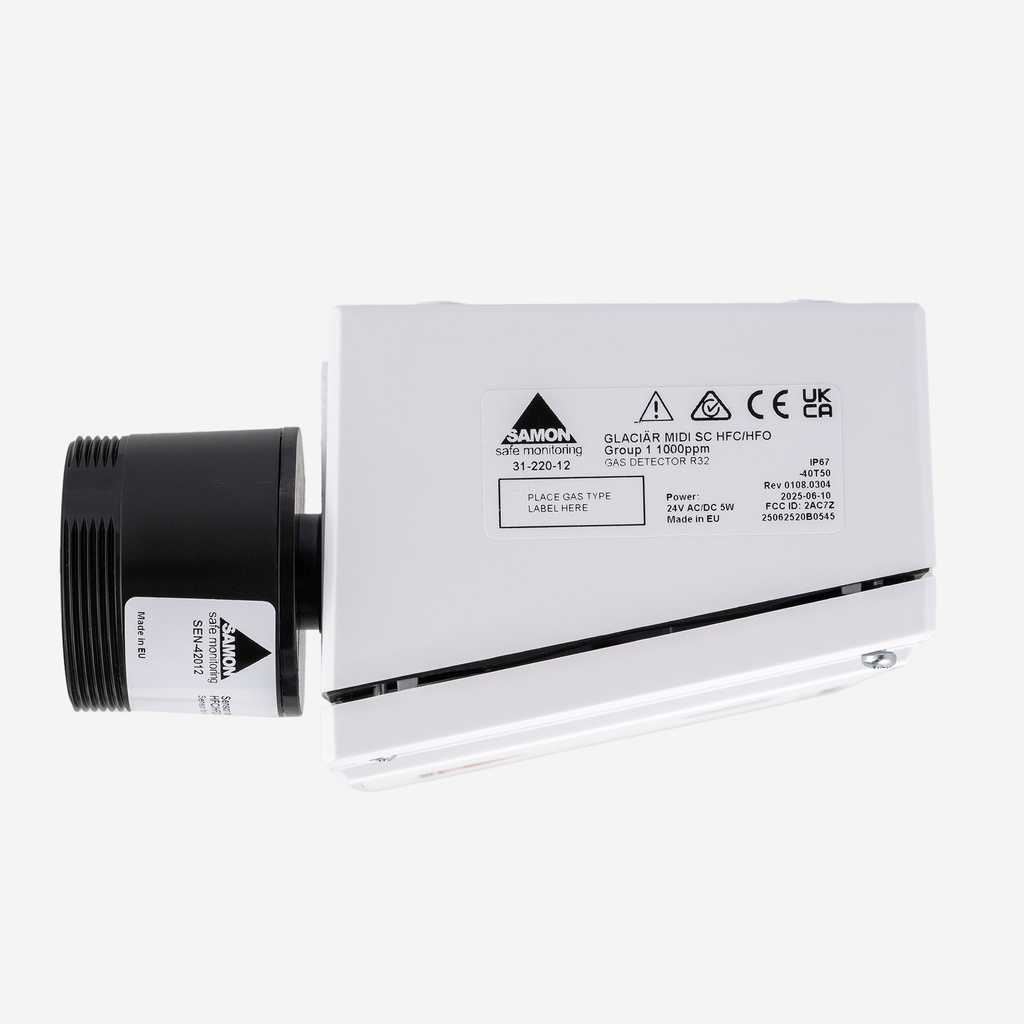 Gas detector Glaciär Midi SC HFC/HFO group 1 1000ppm 15.. 24VDC; 24VAC/DC, max. 4 W , 170mA @24VDC 31-220-12