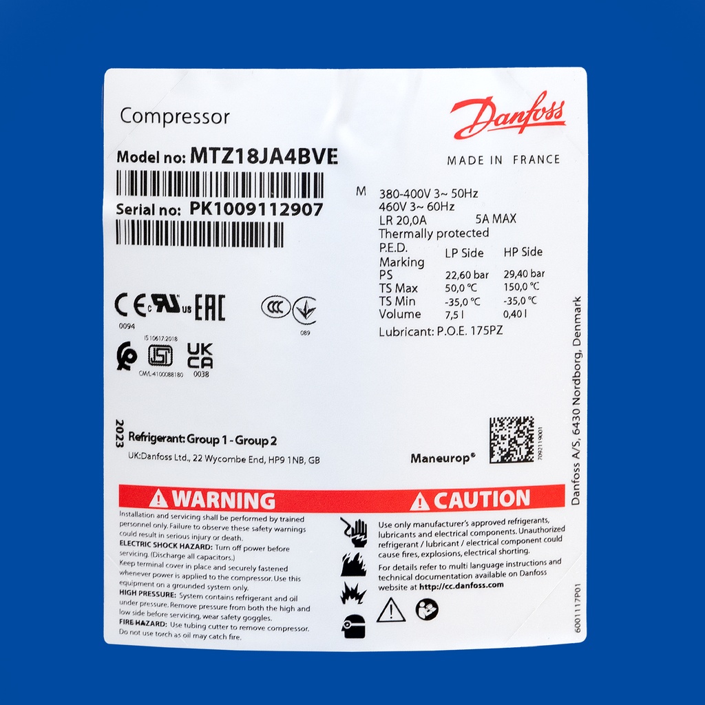 Compressor MTZ18-4V (MTZ18JA4BVE) 30,23cm³ 400V