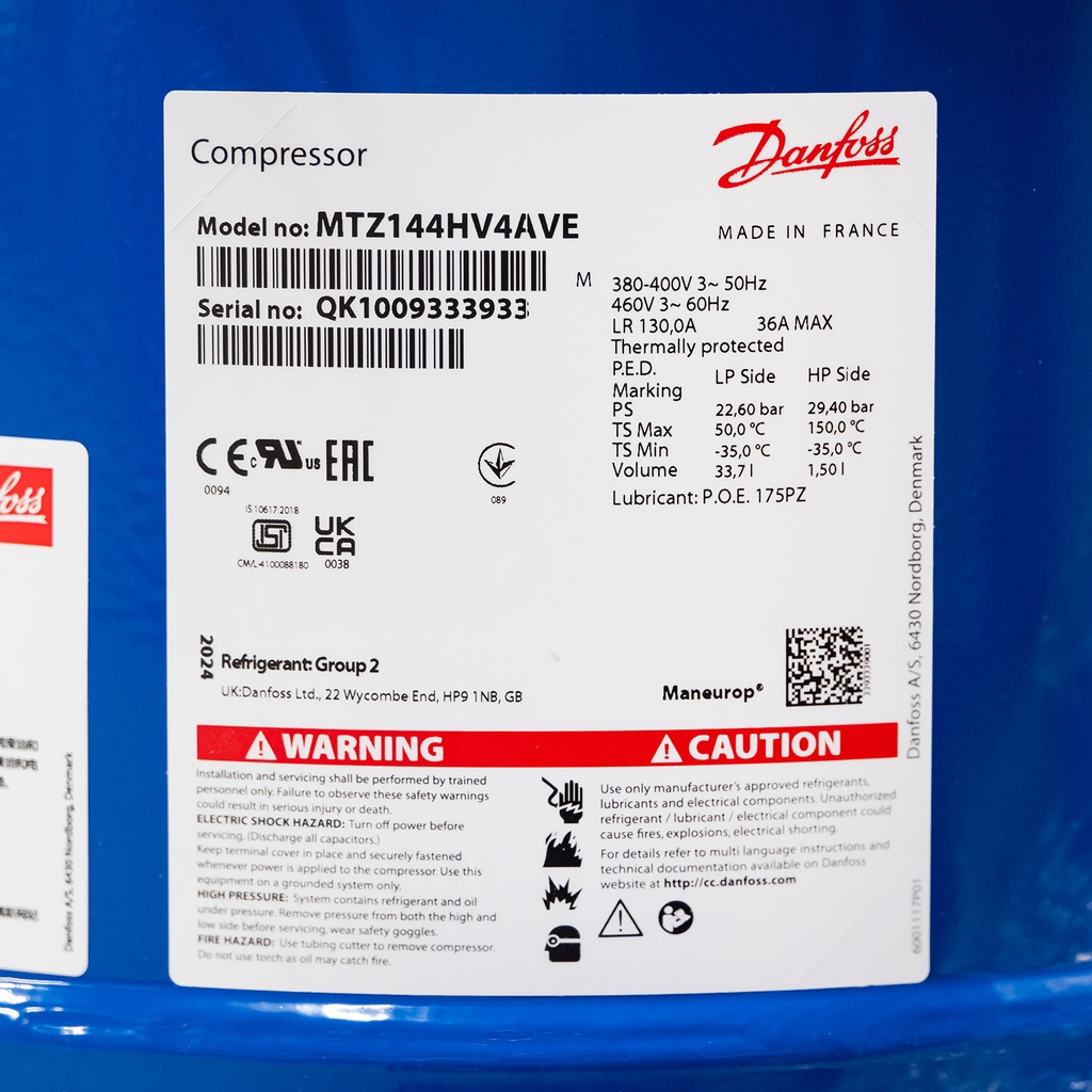 Compressor MTZ144-4V (MTZ144HV4AVE) 241,87cm³ 400V
