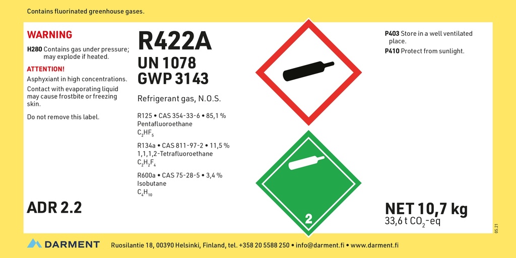 Refrigerant R422A