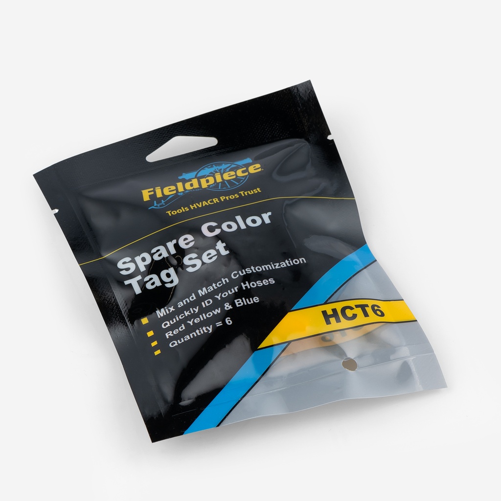 Fieldpiece hose color tags HCT6  2 red, 2 yellow, 2 blue