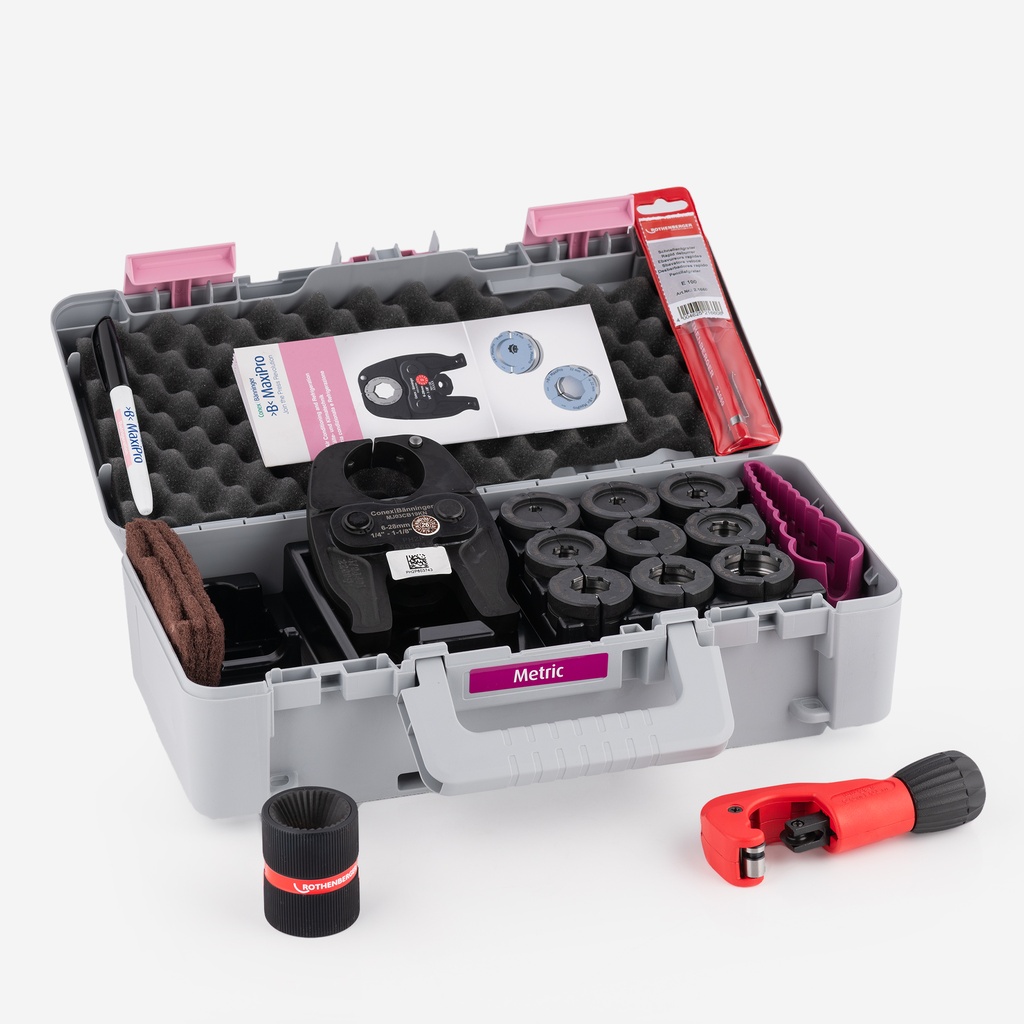Conex Bänninger, >B< MaxiPro puristusleukasetti mm- osille laukulla, 6mm-28mm | MPMTOOLCASE03