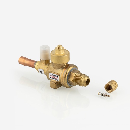 [D03251030] Ball valve 3/8"-ODS 3/8"-SAE CO2 REF1.1.S.A.K10.2.F38 K65+schrad.