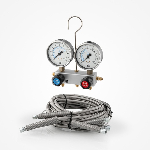 [J02021034] 2-Way manifold Co2 + hoses 3x1,5m 1/4"